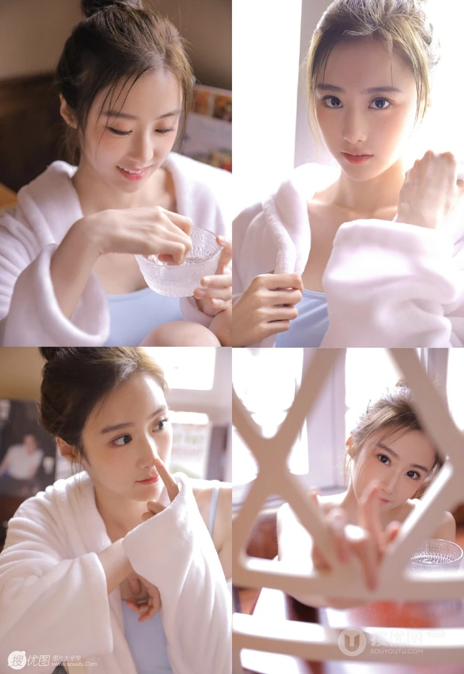 浅粉小女生肩带背心短裤显紧致完美肌肤线条感第116女生写真