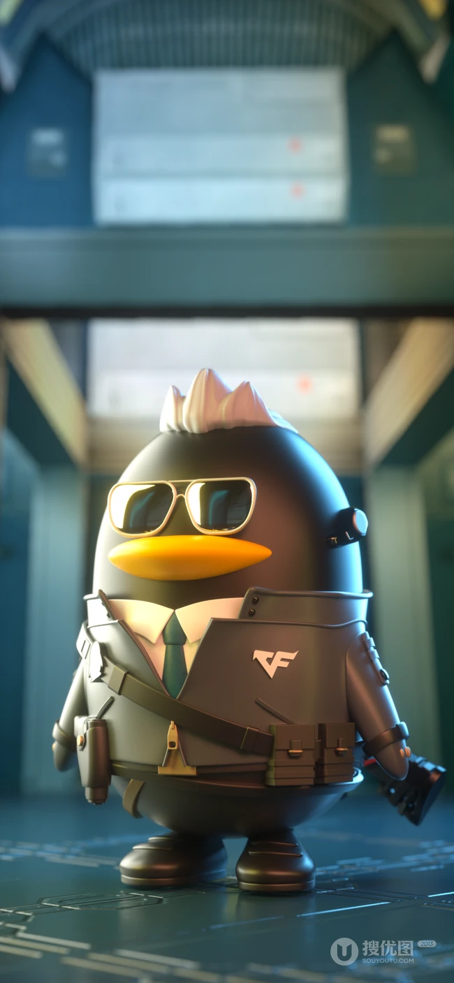 腾讯企鹅CF联名3D公仔炫酷创意手机壁纸，出自腾讯ISUX团队原创