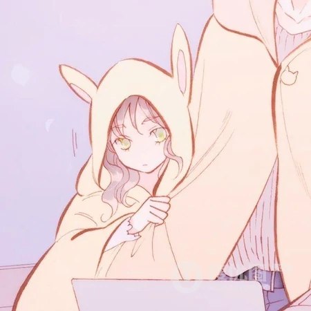 二次元动漫男女生头靠头恩爱甜蜜的情侣头像图片