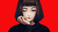 大神插画师手绘沙发上玩游戏的女孩等作品高清壁纸图片
