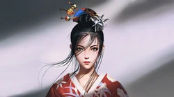 大神插画师手绘沙发上玩游戏的女孩等作品高清壁纸图片