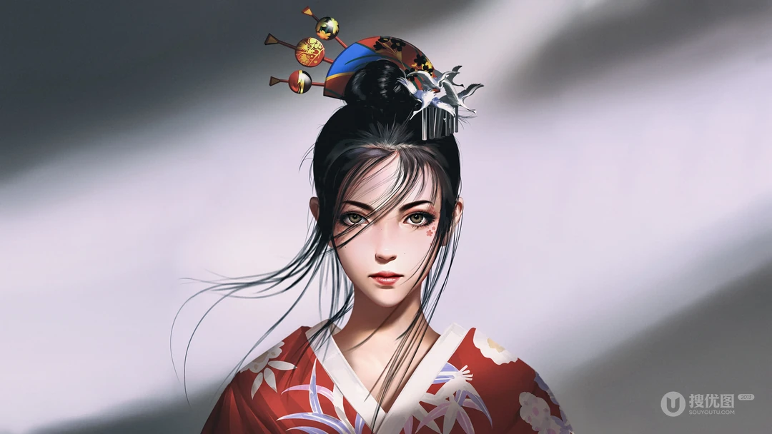 大神插画师手绘沙发上玩游戏的女孩等作品高清壁纸图片