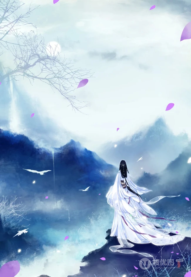 唯美如画古风女生，美人背影手绘图片，可做手机壁纸古风美图