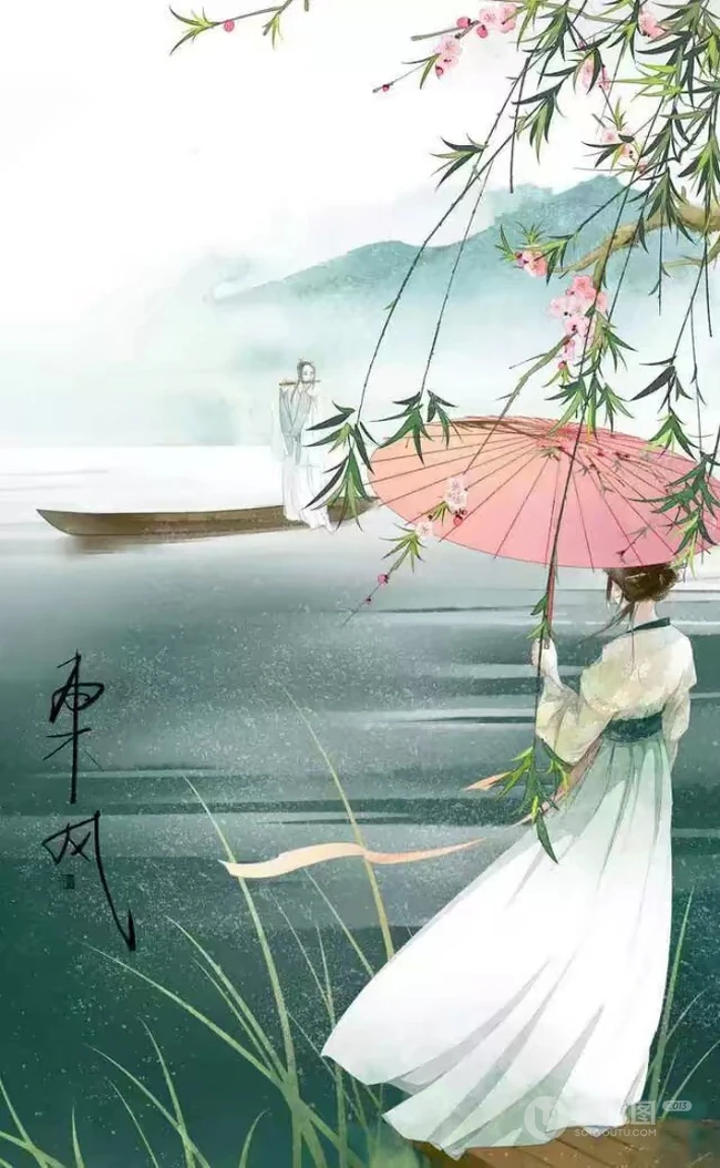 唯美如画古风女生，美人背影手绘图片，可做手机壁纸古风美图