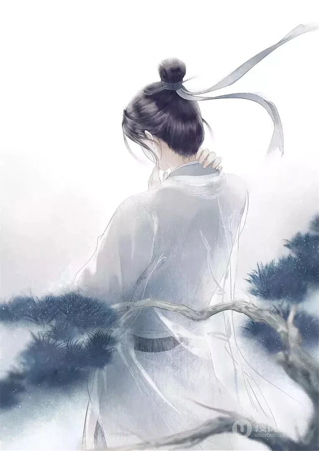 唯美如画古风女生，美人背影手绘图片，可做手机壁纸古风美图