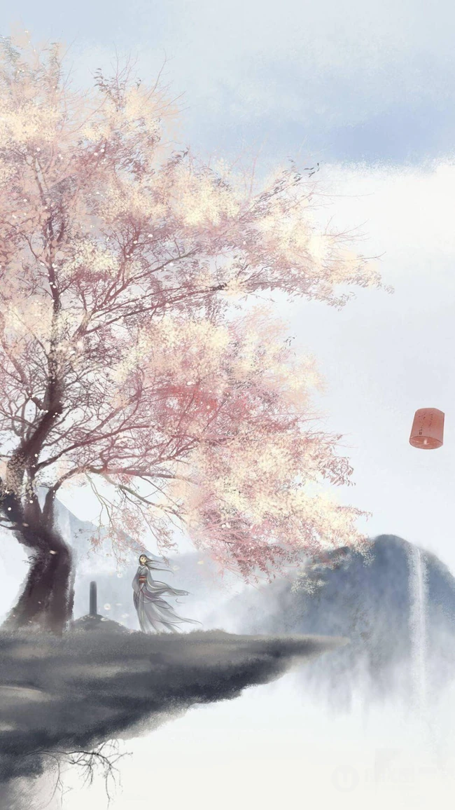 唯美如画古风女生，美人背影手绘图片，可做手机壁纸古风美图