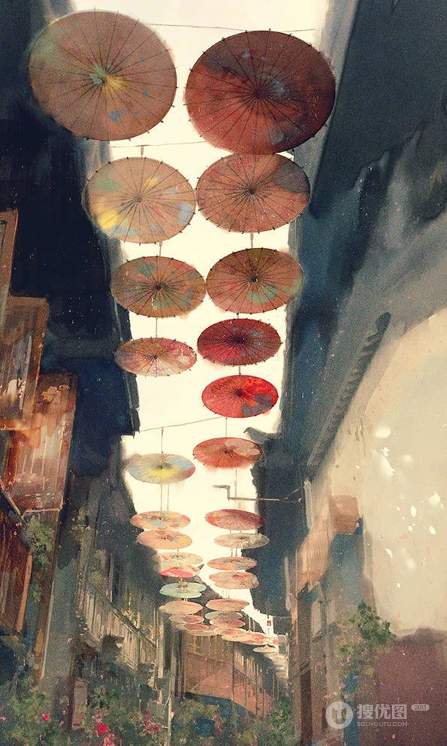 唯美中国风特色的场景插画美图，美轮美奂的古风特色场景