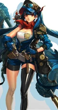 插画手绘背着宠物的短发动漫美女手机壁纸