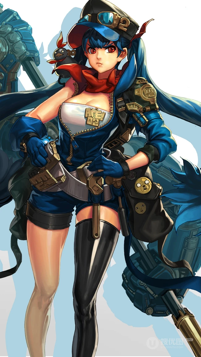 插画手绘背着宠物的短发动漫美女手机壁纸