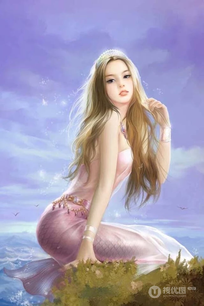 美人鱼图片，各种画风二次元动漫手绘美人鱼插画图片