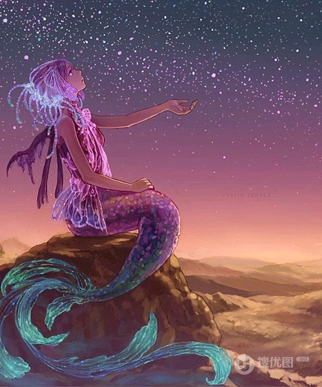 美人鱼图片，各种画风二次元动漫手绘美人鱼插画图片
