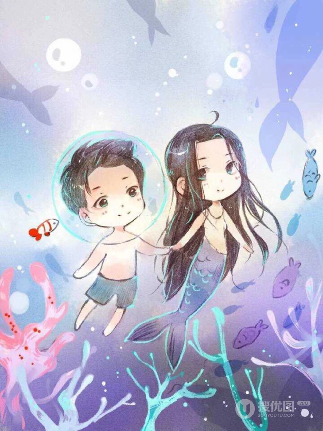 美人鱼图片，各种画风二次元动漫手绘美人鱼插画图片