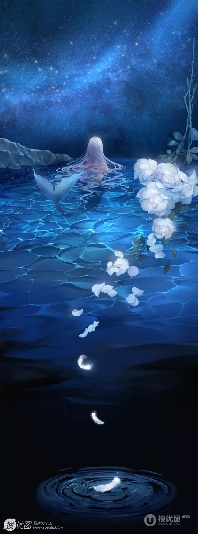 美人鱼图片，各种画风二次元动漫手绘美人鱼插画图片