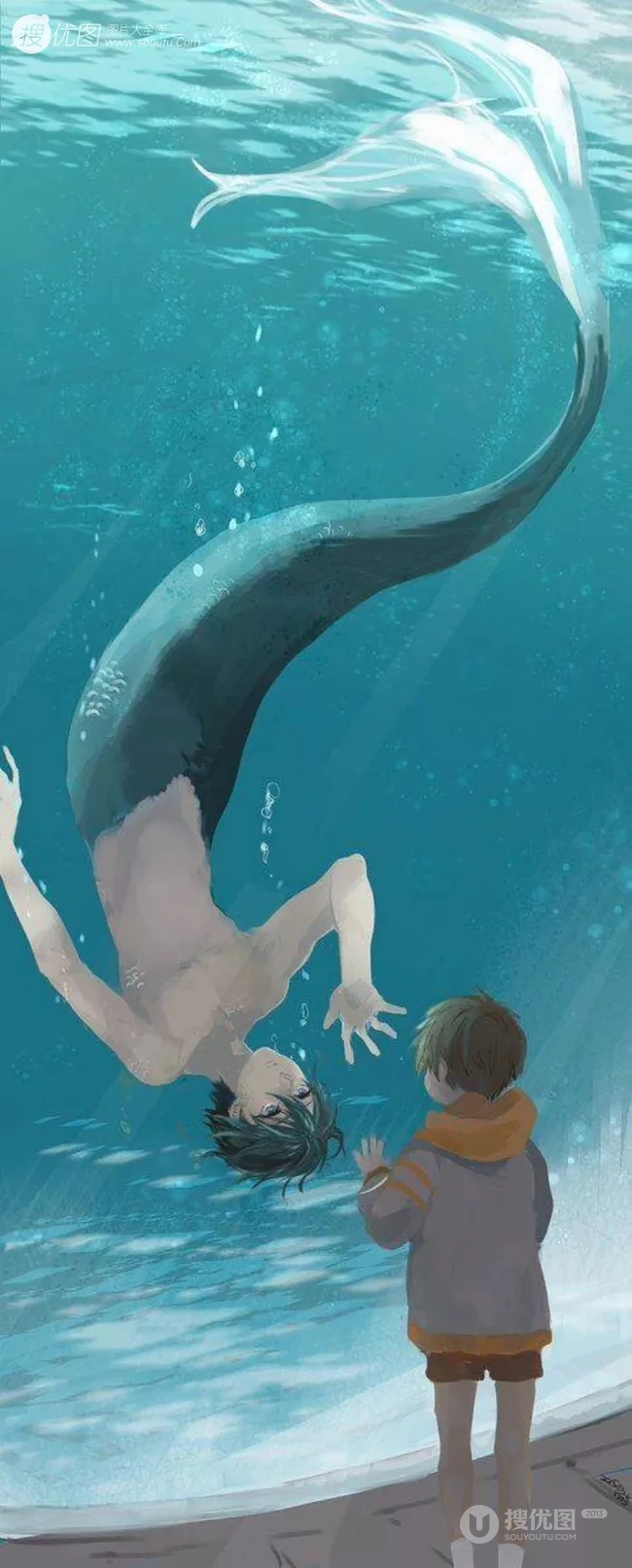 美人鱼图片，各种画风二次元动漫手绘美人鱼插画图片