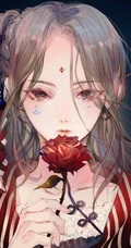 玫瑰花动漫女孩，手拿玫瑰的唯美二次元少女插画美图