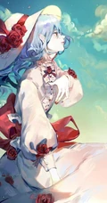 玫瑰花动漫女孩，手拿玫瑰的唯美二次元少女插画美图