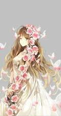 玫瑰花动漫女孩，手拿玫瑰的唯美二次元少女插画美图
