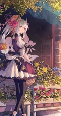 玫瑰花动漫女孩，手拿玫瑰的唯美二次元少女插画美图