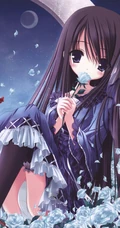 玫瑰花动漫女孩，手拿玫瑰的唯美二次元少女插画美图