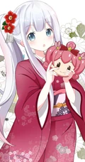玫瑰花动漫女孩，手拿玫瑰的唯美二次元少女插画美图
