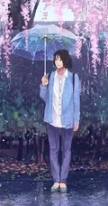 雨天行走的二次元动漫少女，女孩手拿雨伞下雨天超美意境图片