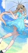 雨天行走的二次元动漫少女，女孩手拿雨伞下雨天超美意境图片