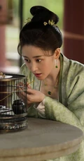 可盐可甜的张氏，宝藏女孩张天爱《清平乐》古装造型逗鸟剧照图片