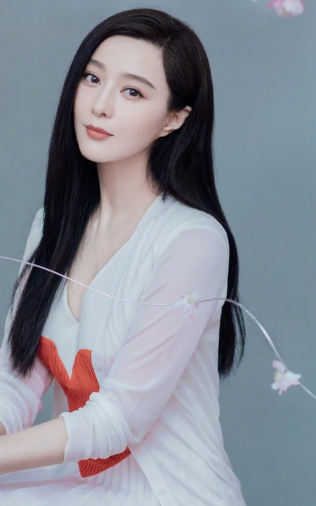 范冰冰气质优雅白裙写真图片，黑直长发又美又仙气