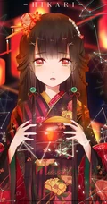 浪漫烟花下的动漫和服女生高清壁纸图片，和服，少女，夏日祭
