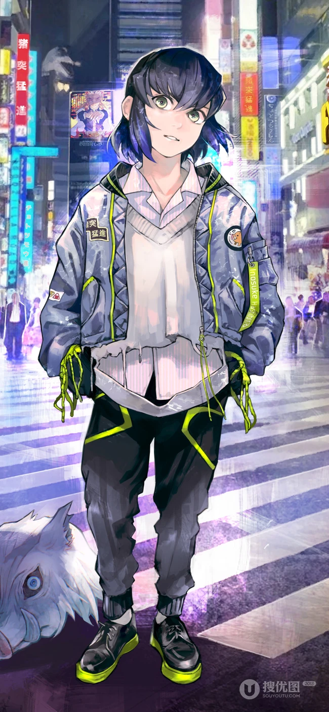 插画师创意手绘现代时尚打扮&ldquo;鬼灭之刃&rdquo;的主角们