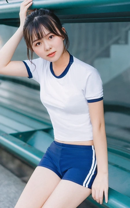 网球场里的大白线条感运动妹子紧身衣短裤气质写真图片