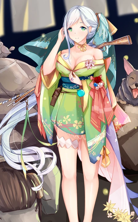 P站画师画作，穿和服的日本动漫少女手机壁纸图片