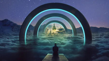 有神秘感的圆形的如时空隧道的门动漫手机壁纸