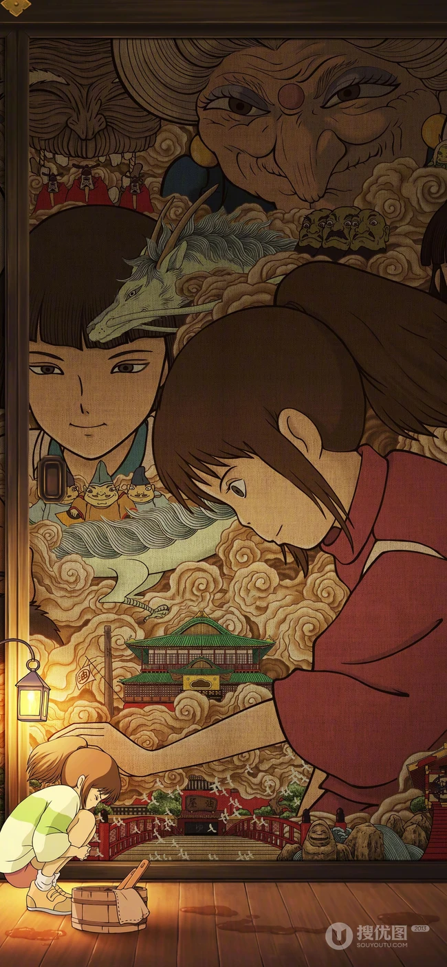 日本动漫神作&ldquo;千与千寻&rdquo;唯美场景高清手机桌面背景