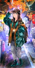 日本火热动漫《鬼灭之刃》人物穿现代时装的创意插画图片