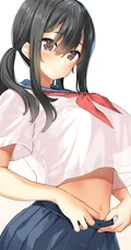二次元世界里的那些纤细线条女生抬手露腰美萌图片集