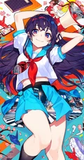 二次元世界里的那些纤细线条女生抬手露腰美萌图片集