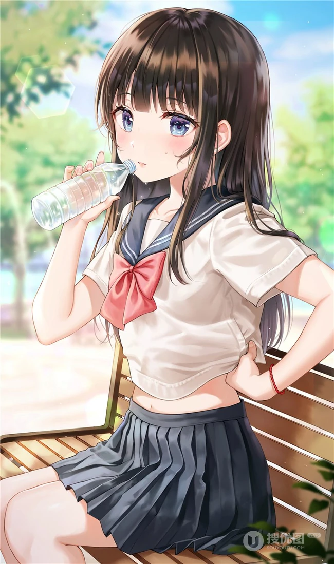 二次元世界里的那些纤细线条女生抬手露腰美萌图片集