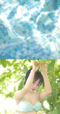 泳池里玩水游泳的麻花辫可爱泳装女生MM吸睛气质图片