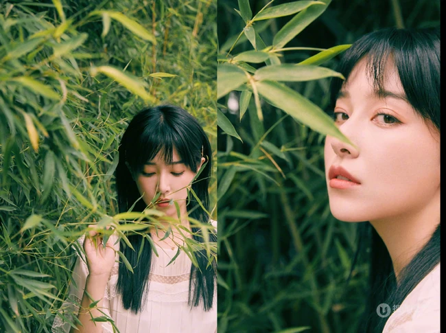 一袭白裙的阚清子清新灵动户外公园唯美动人写真图片