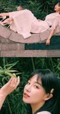 一袭白裙的阚清子清新灵动户外公园唯美动人写真图片