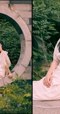 一袭白裙的阚清子清新灵动户外公园唯美动人写真图片