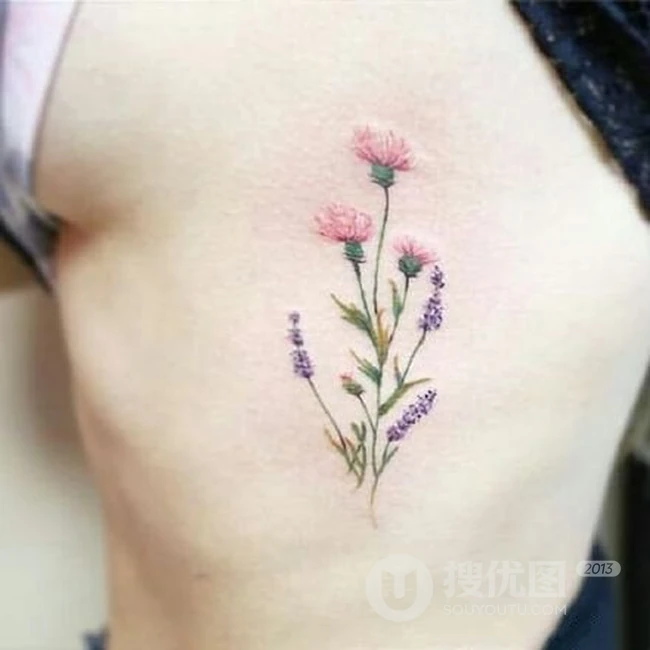 唯美小清新花朵，绿叶，花瓣系列女生纹身小图案图片欣赏 第14张