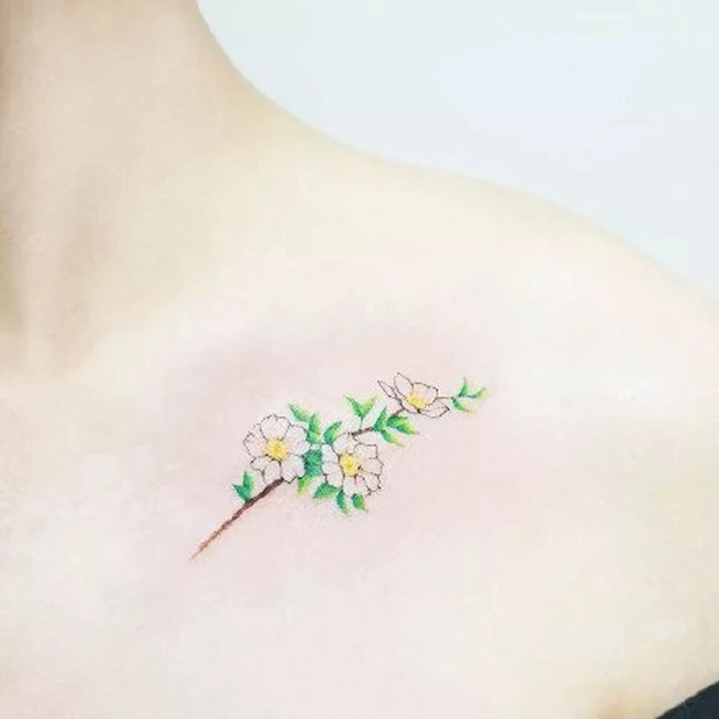 唯美小清新花朵，绿叶，花瓣系列女生纹身小图案图片欣赏 第6张