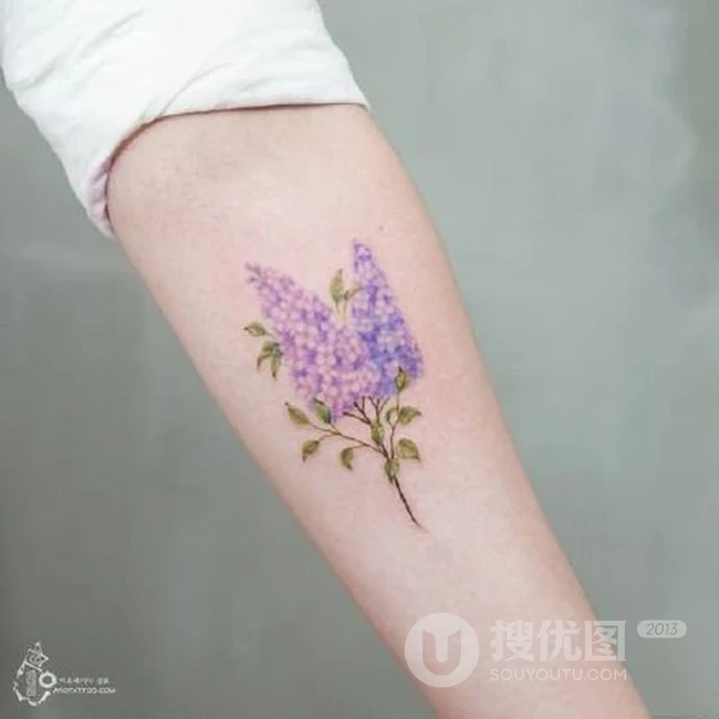 唯美小清新花朵，绿叶，花瓣系列女生纹身小图案图片欣赏 第12张