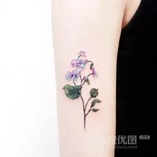 唯美小清新花朵，绿叶，花瓣系列女生纹身小图案图片欣赏 第1张