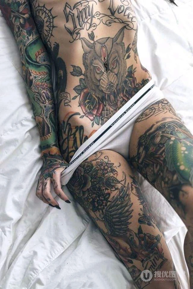 气质女生全身，或腹部，腰部，大腿等大纹身艺术图案欣赏 第5张