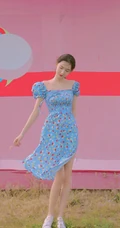 王玉雯清新小碎花裙户外郁金香花园唯美动人写真图片