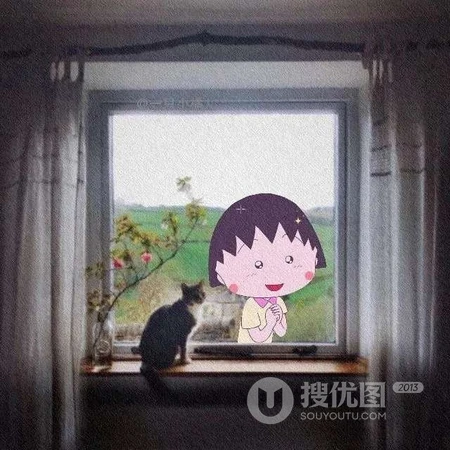 各种角度场景里的可爱动漫人物樱桃小丸子头像图片