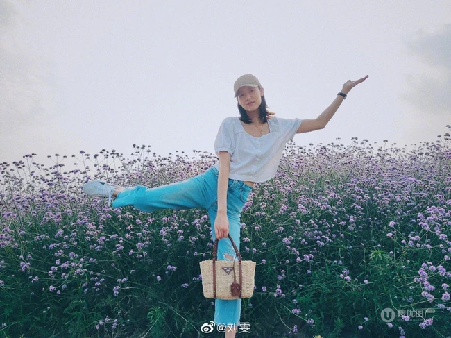 刘雯用x50pro手机拍摄漫步紫色花海图片